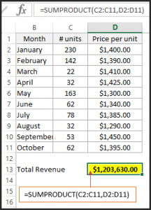 sum product in excel 3